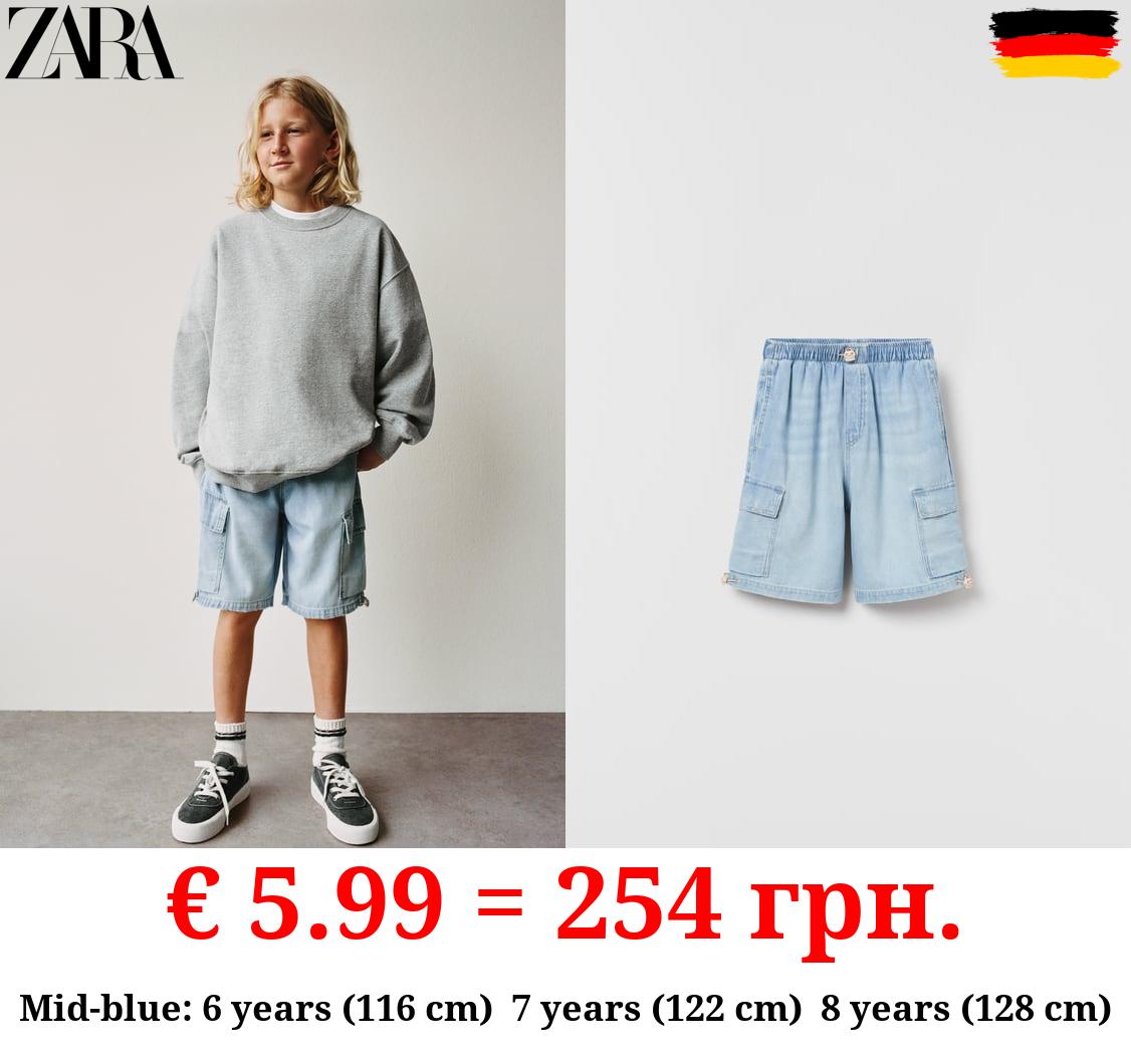 DENIM CARGO BERMUDA SHORTS