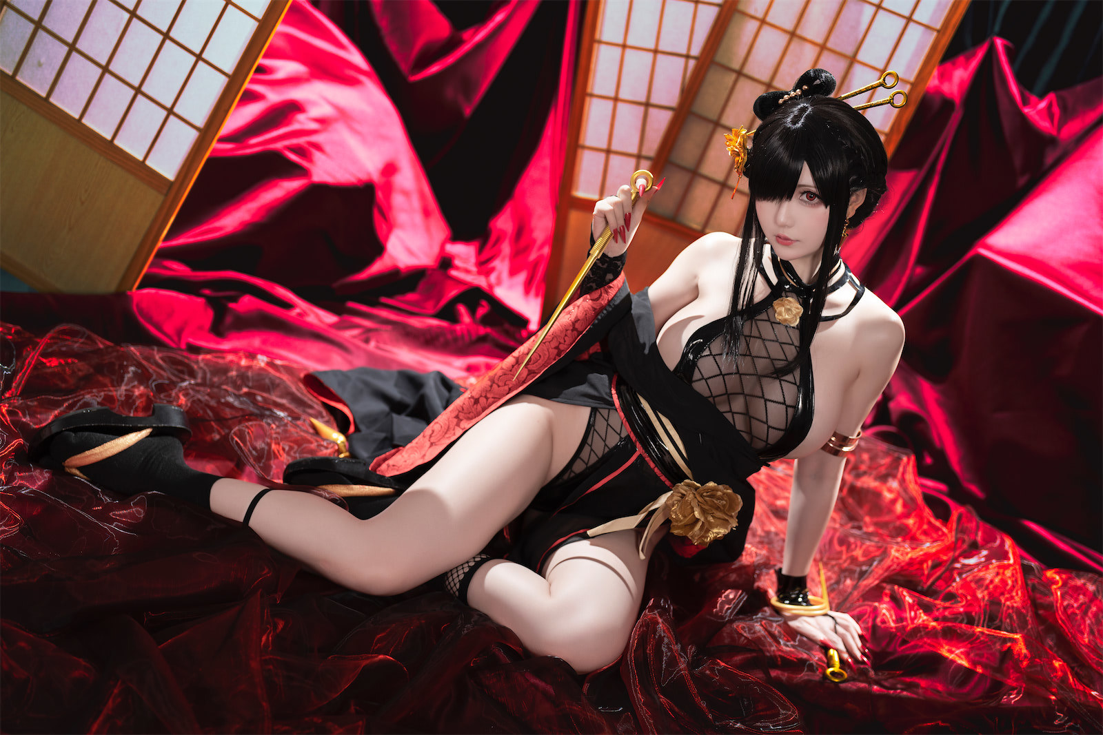 Cosplay 星之迟迟Hoshilily 圣诞节 约尔 同人和风战斗服 17