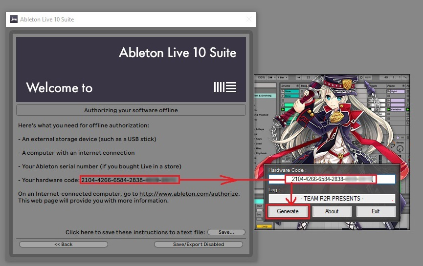 Hardware code. R2r keygen. Ключь активации Ableton Lite. Активация Ableton Live 10. Оффлайн авторизация Ableton.