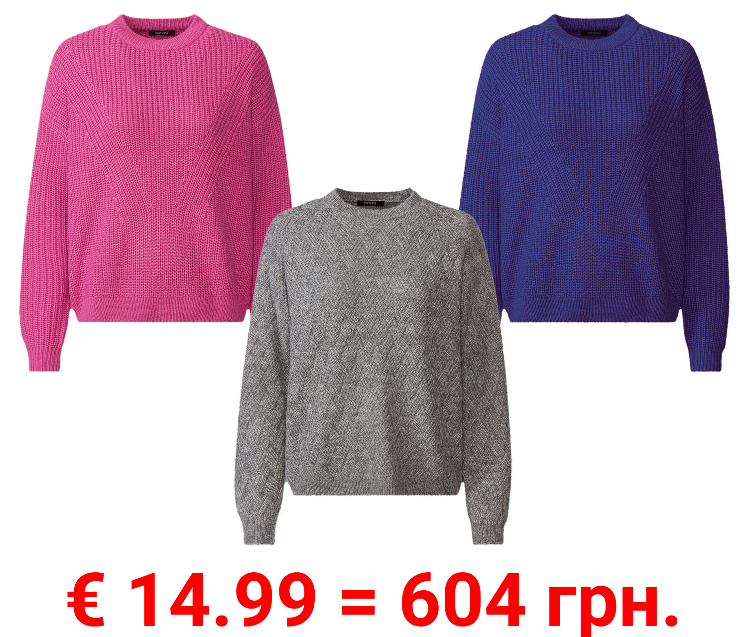 esmara® Damen Pullover, leger geschnitten