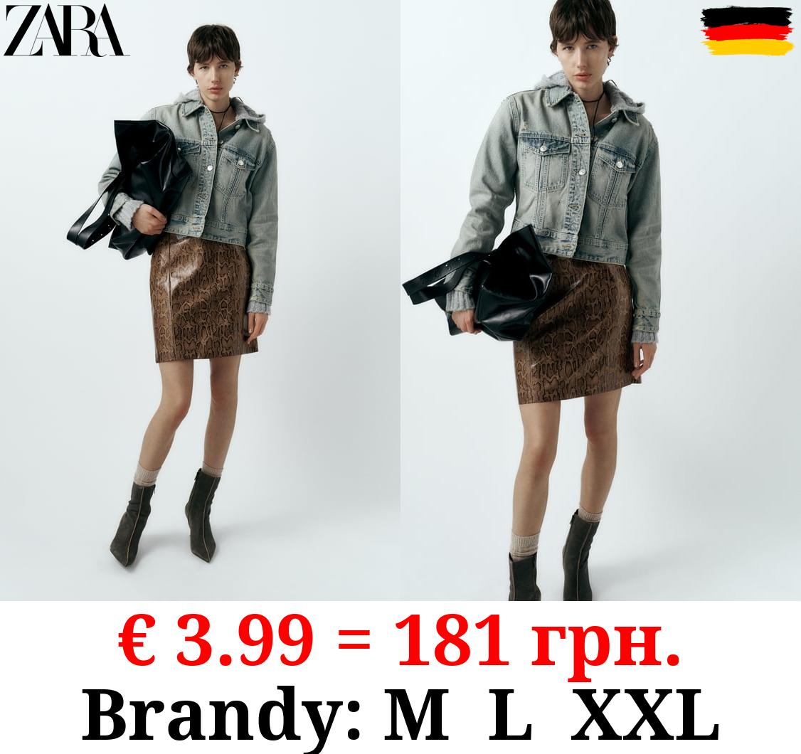 SNAKESKIN PRINT LEATHER EFFECT SKIRT