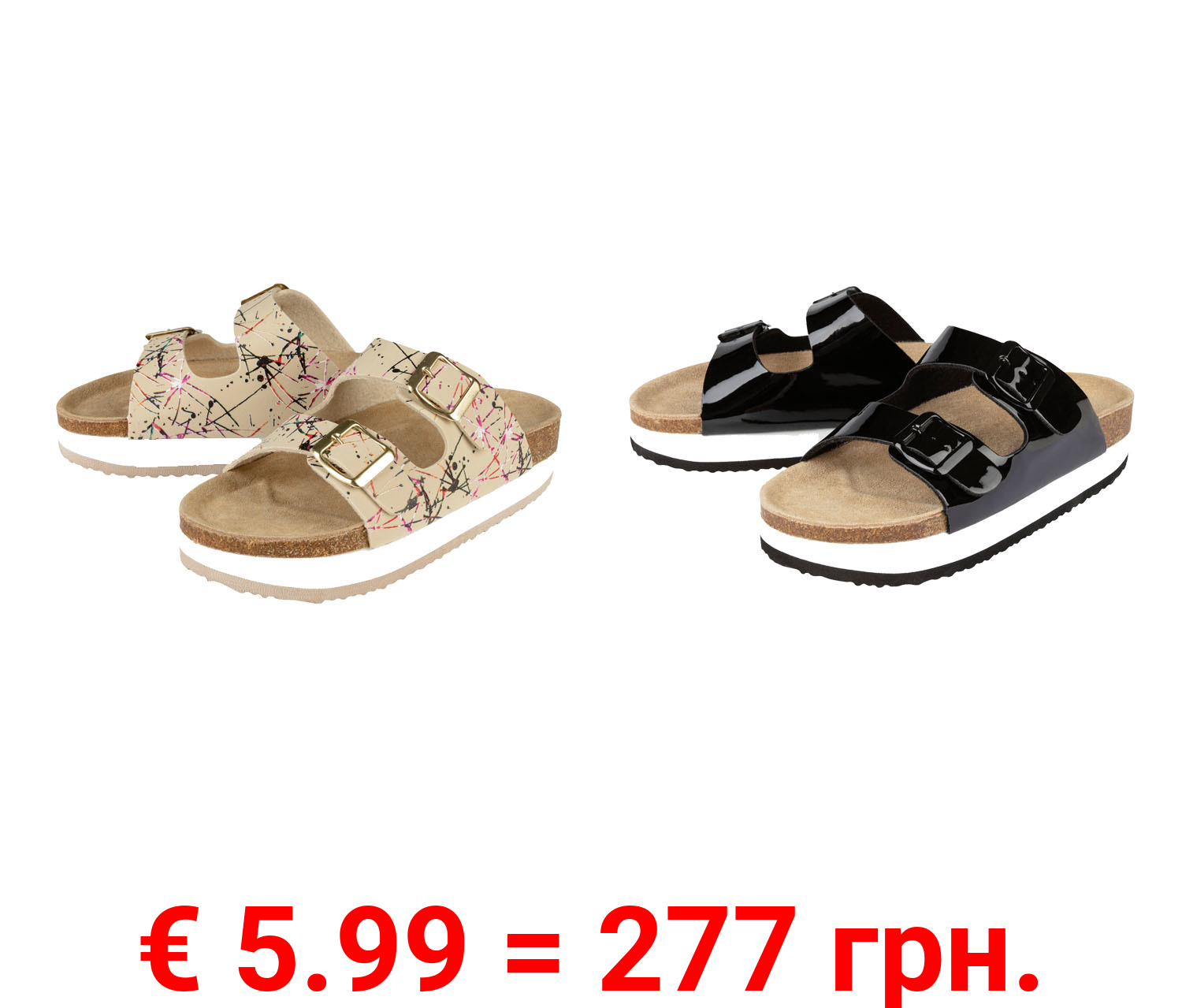 esmara® Damen Pantoletten, mit verstellbaren Schnallen