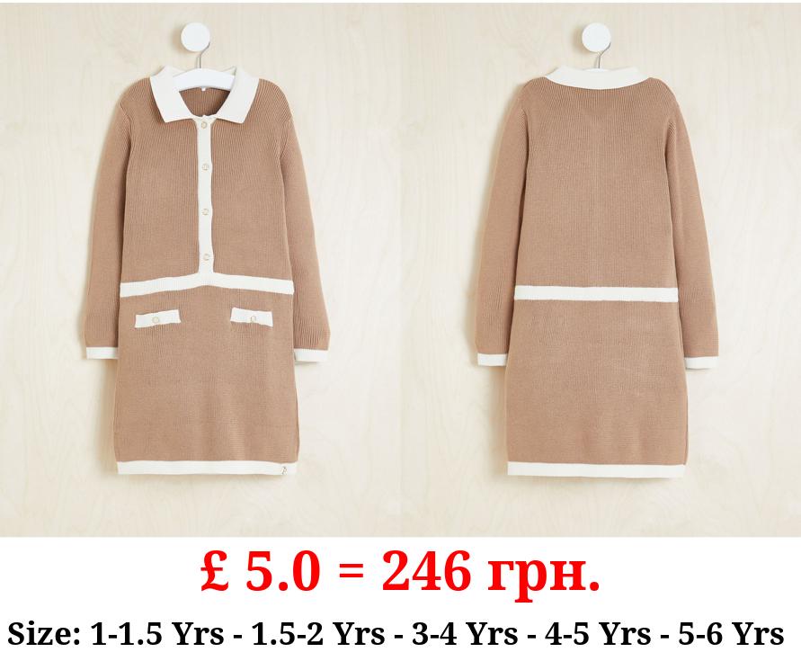 Billie Faiers Brown Knitted Button Up Dress