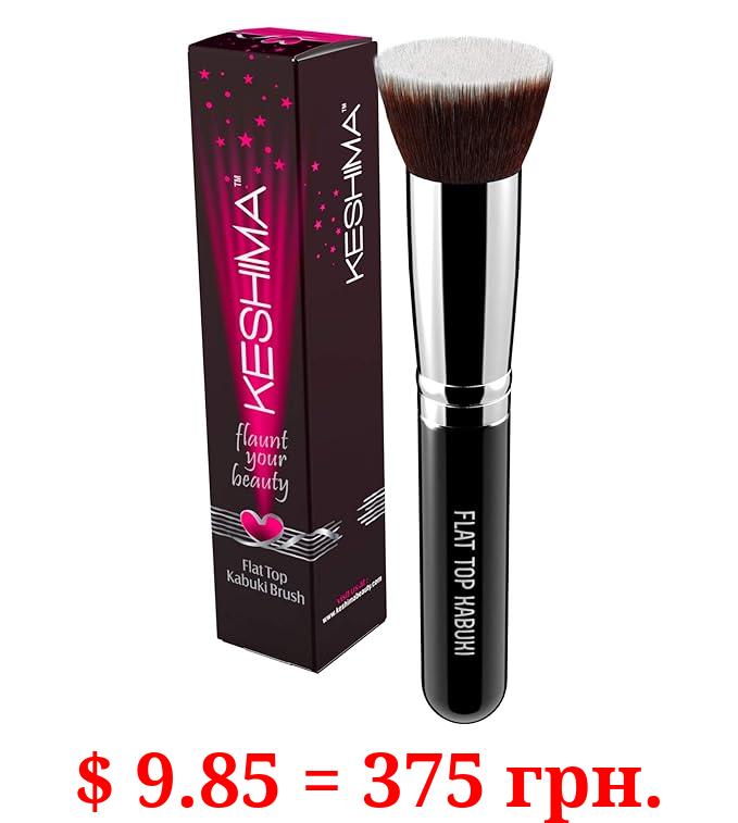 Flat Top Kabuki Foundation Brush By KESHIMA - Premium Makeup Brush for Liquid, Cream, and Powder - Buffing, Blending, and Face Brush