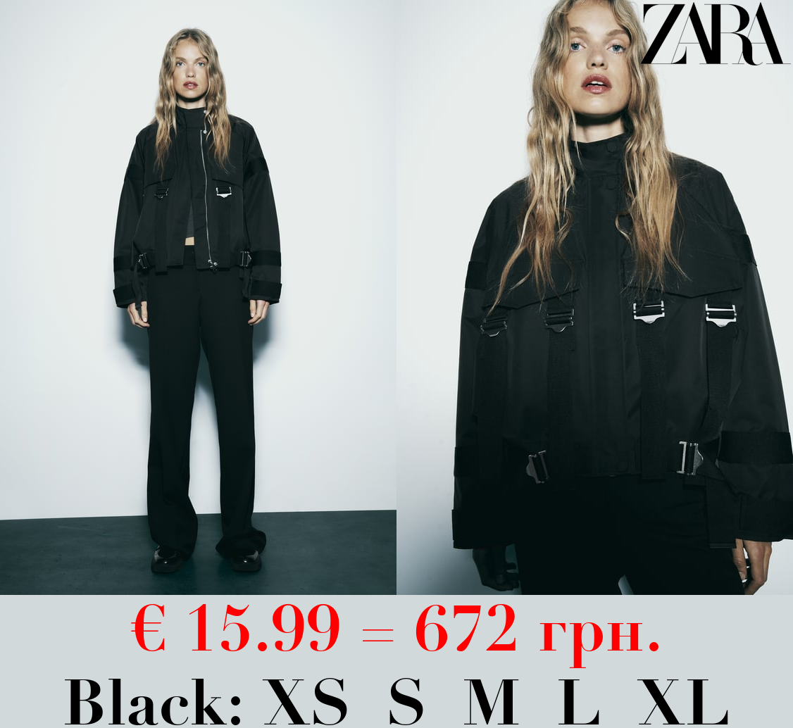 ZW COLLECTION CONTRAST BOMBER JACKET WITH BUCKLES