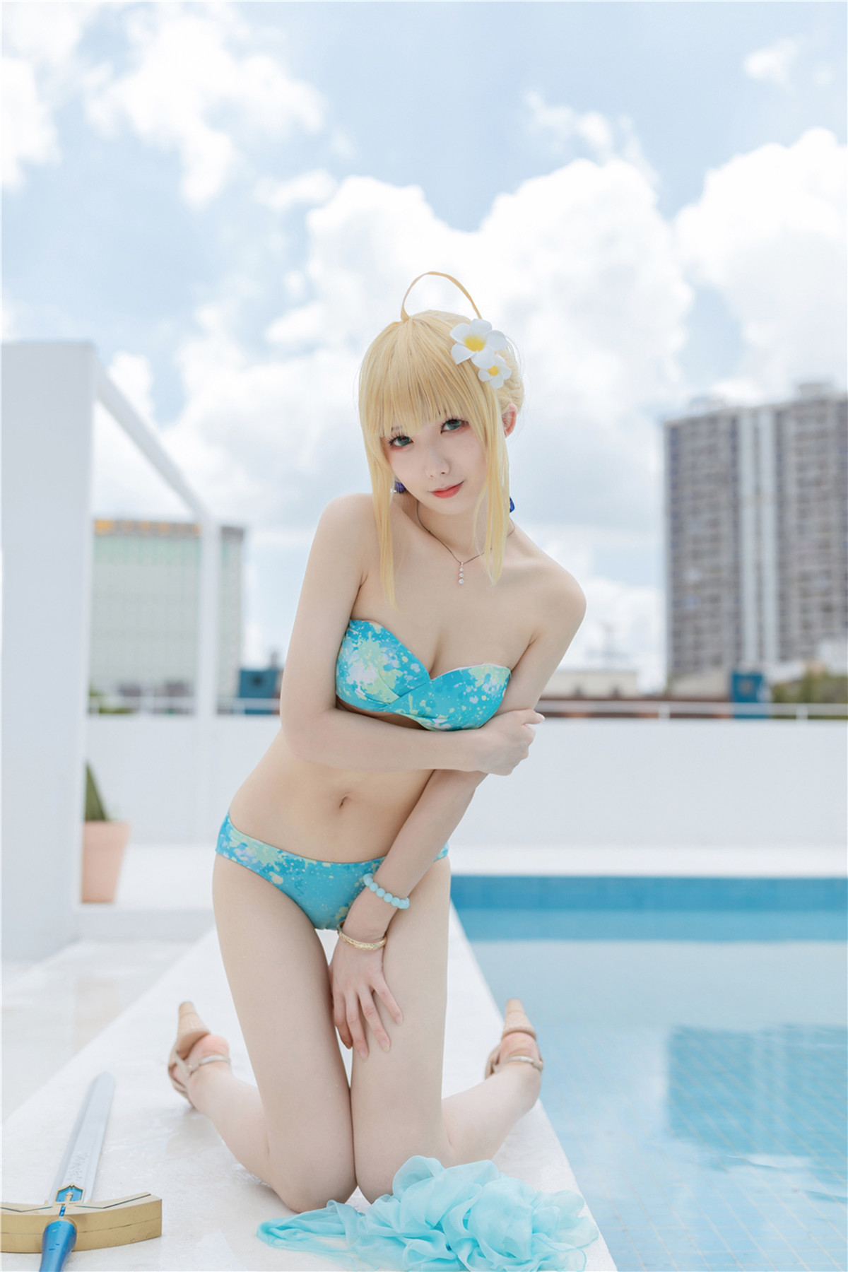 Cosplay 封疆疆v 阿尔托莉雅 潘德拉贡 泳装 23