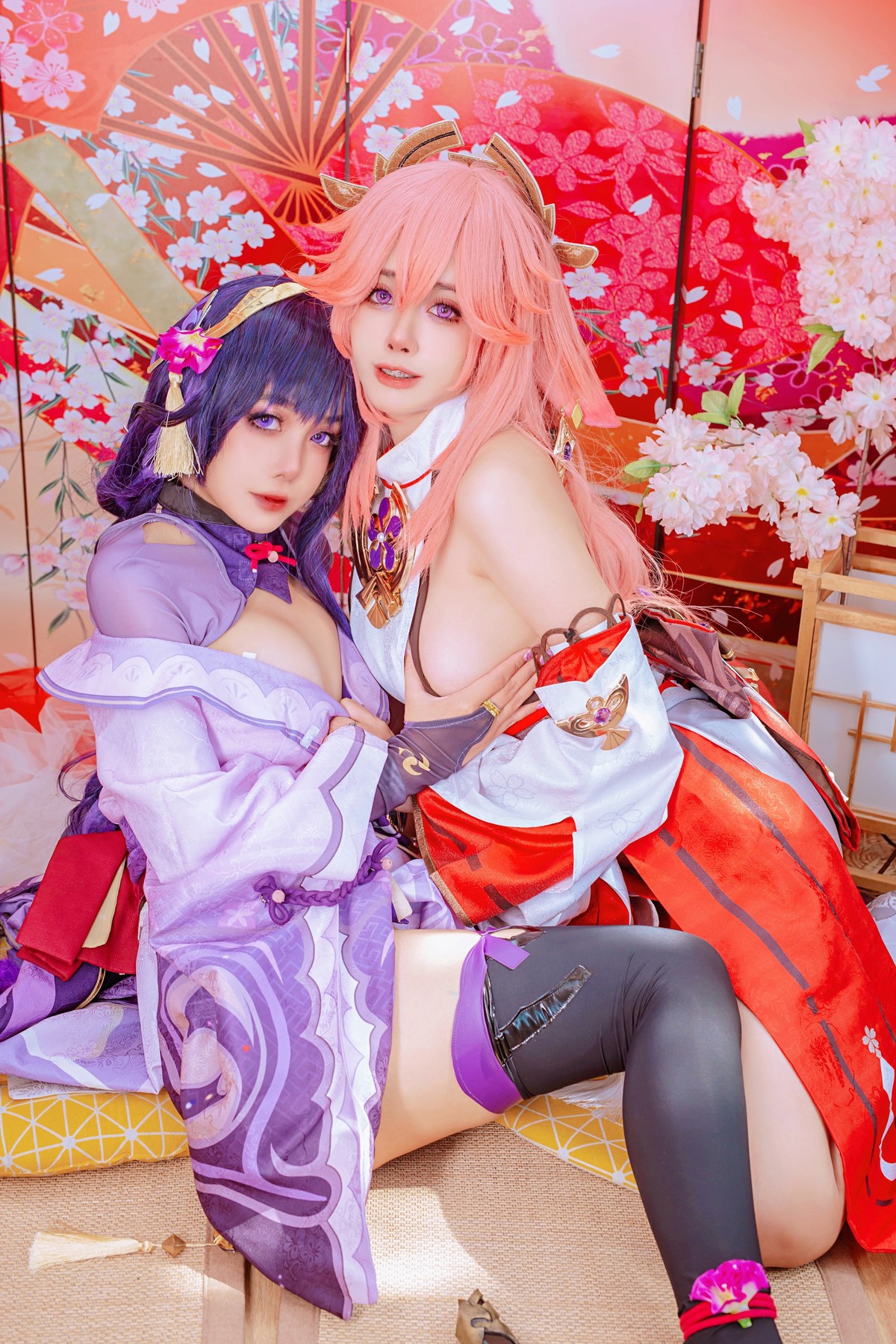 Cosplay 日本性感萝莉Byoru 八重神子 雷電将軍 Set.01 15