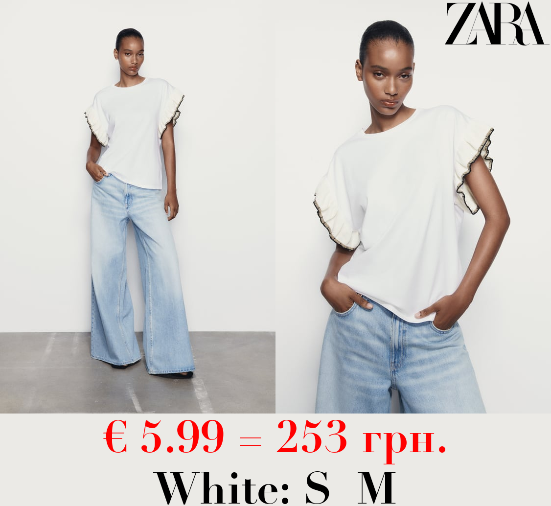 CHUNKY KNIT T-SHIRT WITH RUFFLES