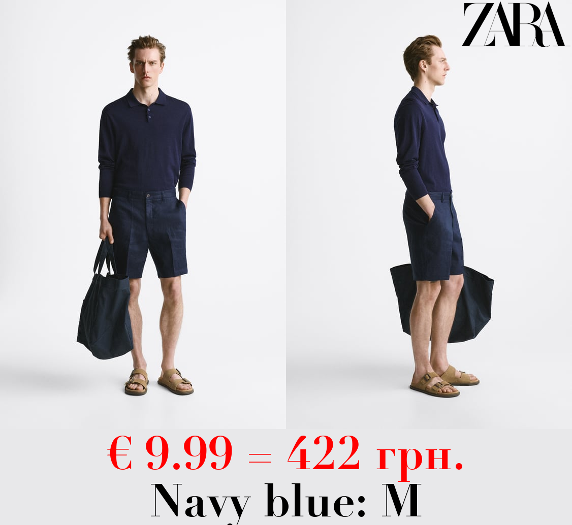 100% LINEN BERMUDA SHORTS
