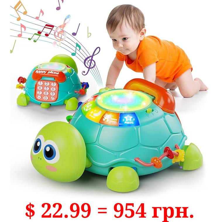 Baby Toys 6 to 12 Months, Tummy Time Toy for 12-18 Months, Musical Turtle Crawling Toys with Light & Sound, Birthday Gift Early Educational Toy for Baby Infant 3-6 7 8 9 10 Months 1 2 Year Old