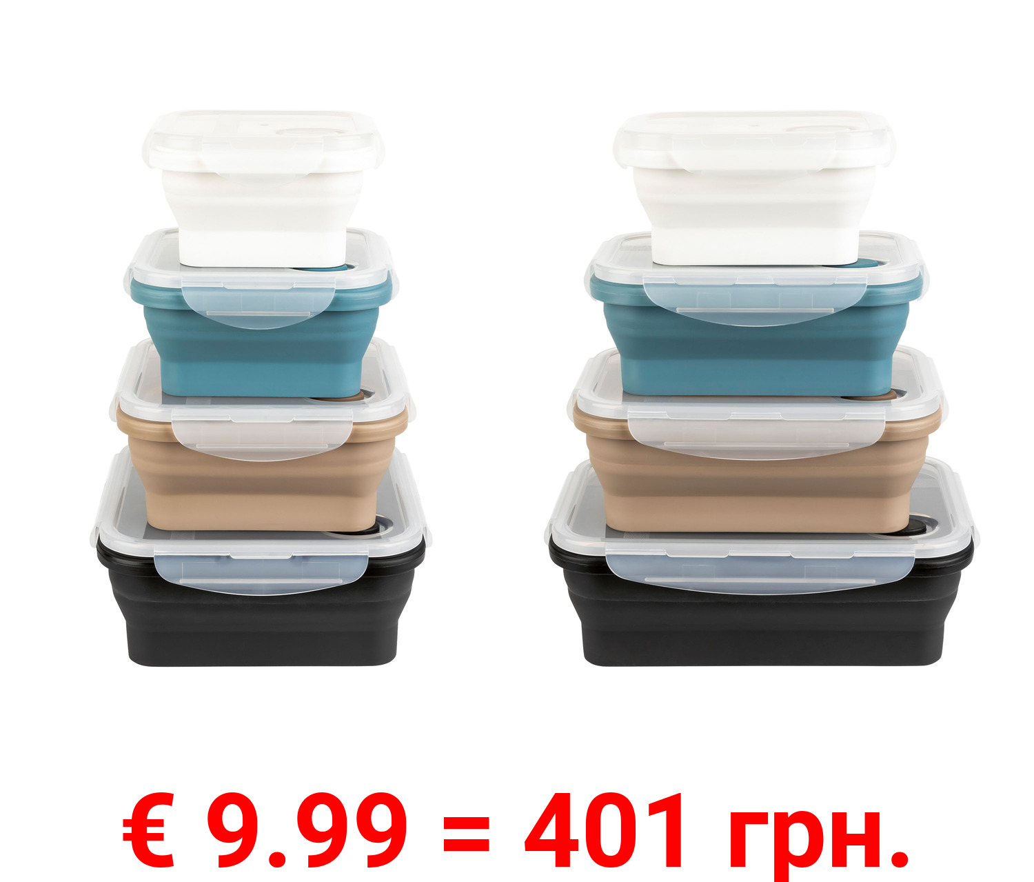 ERNESTO® Faltbare Frischhaltedosen, 4er-Set