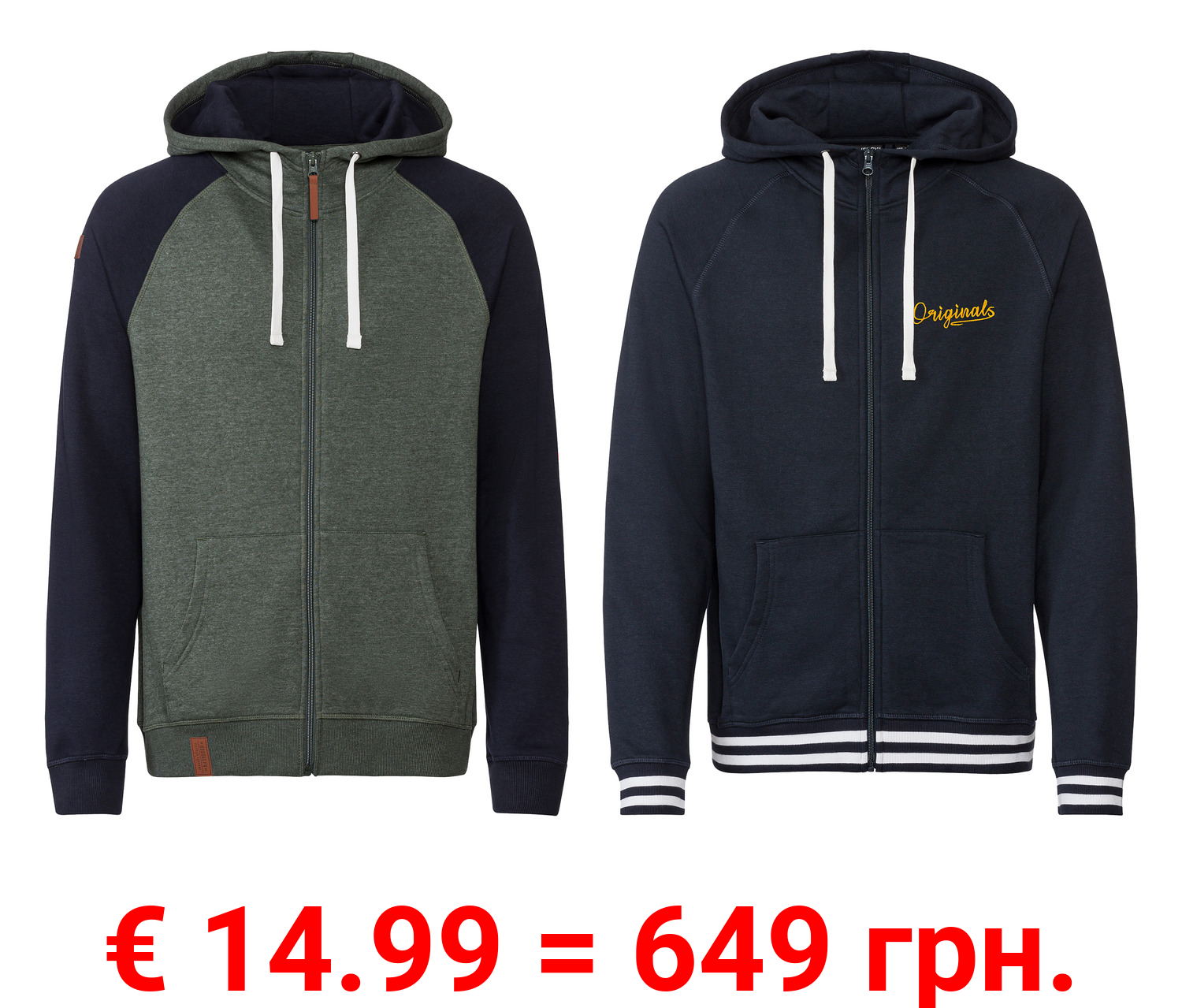 LIVERGY® Herren Sweatjacke mit Kapuze