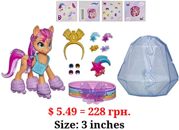 My Little Pony: A New Generation Movie Crystal Adventure Sunny Starscout - 3-Inch Orange Pony Toy, Surprise Accessories, Bracelet (Accessory Colors May Vary)