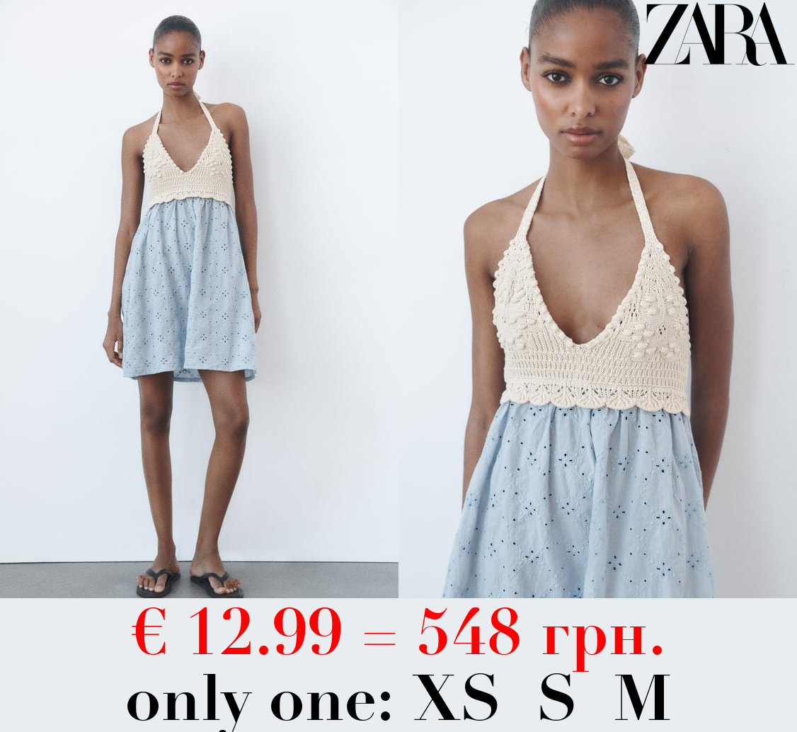 KNIT DRESS WITH COMBINED EMBROIDERY