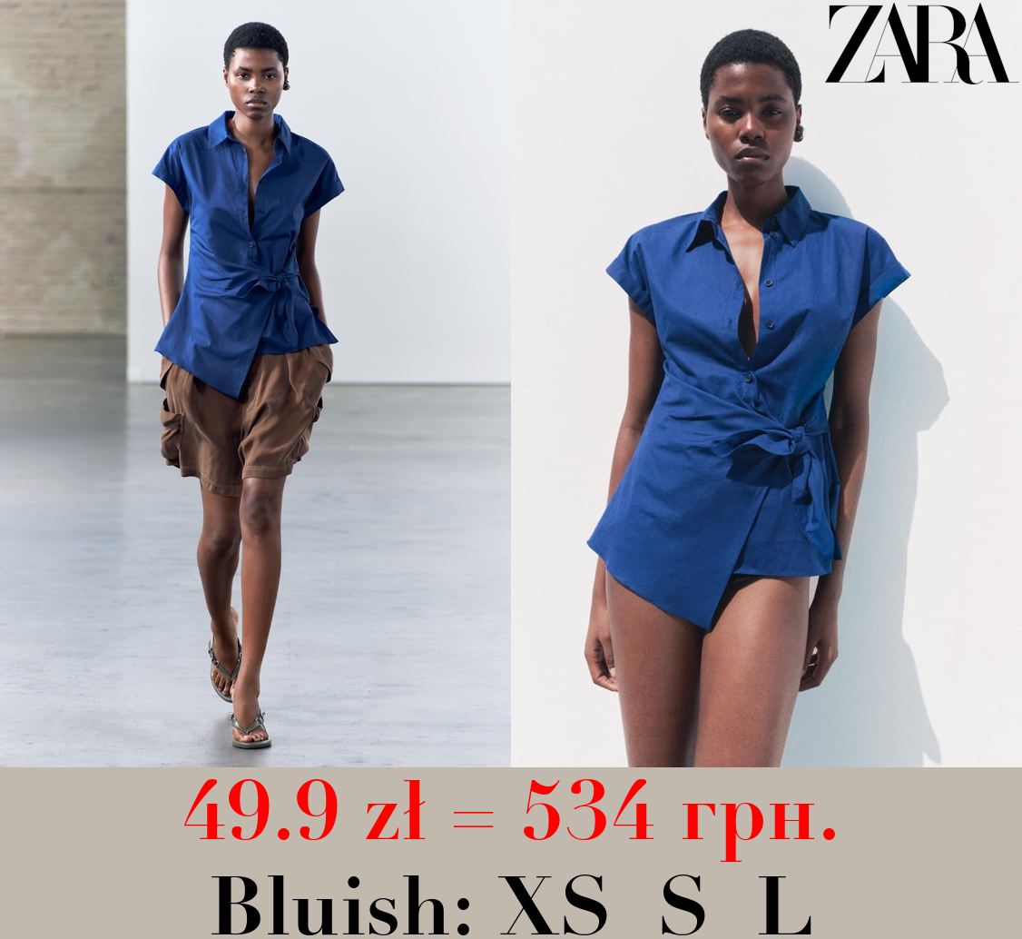 ZW COLLECTION POPLIN SHIRT WITH KNOT DETAIL