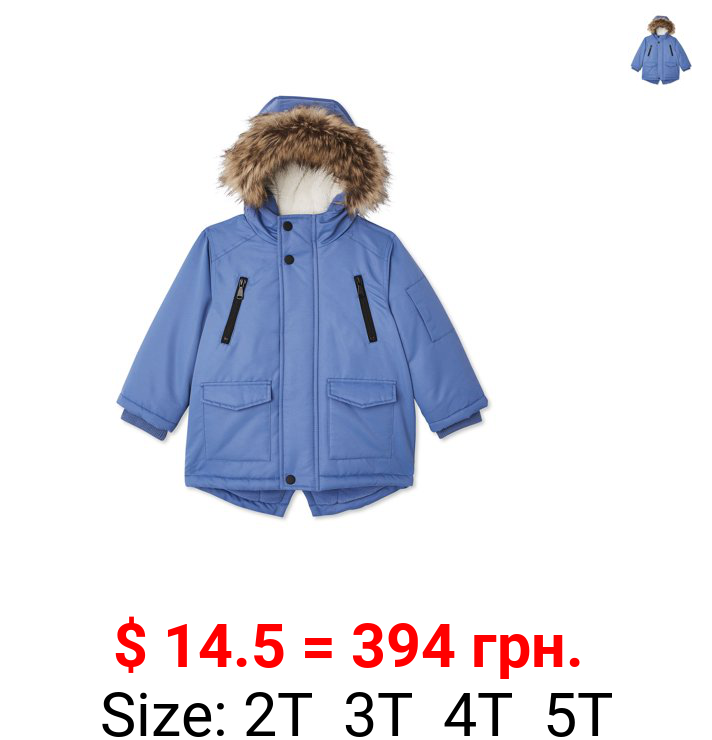 George Toddler Boy Faux Fur Hooded Parka Winter Jacket Coat