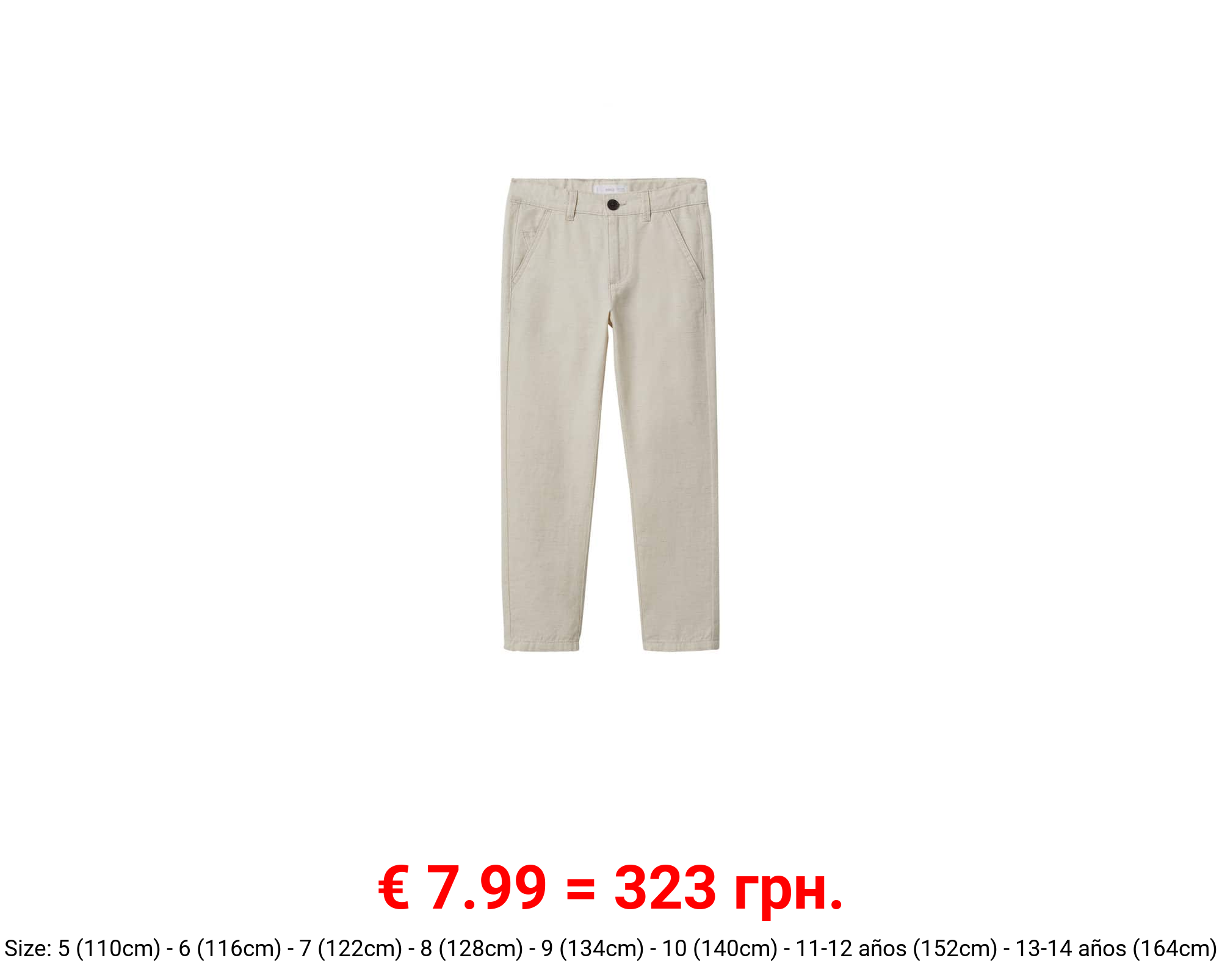 Pantalón slim fit algodón lino