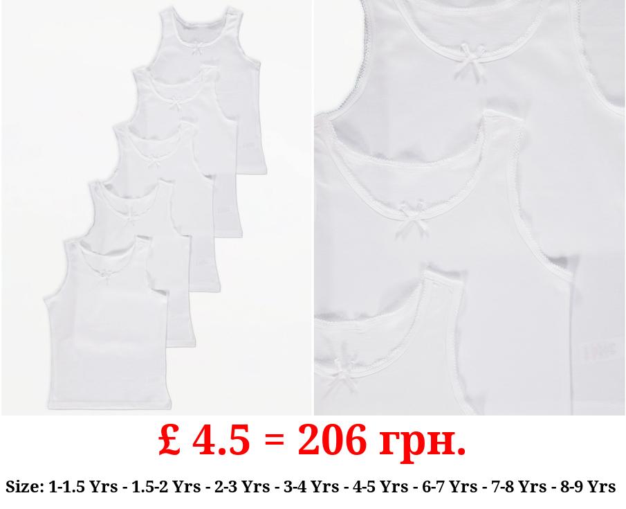 White Plain Vests with Bow 5 Pack