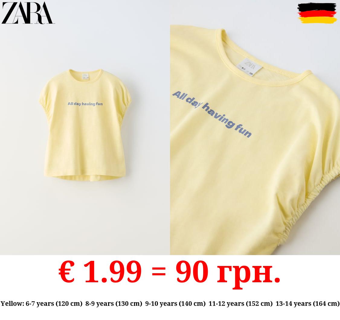 SLUB KNIT T-SHIRT WITH SLOGAN