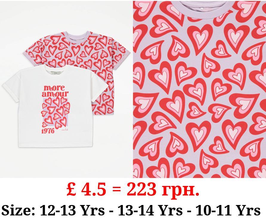 Love Heart More Amour T-Shirts 2 Pack