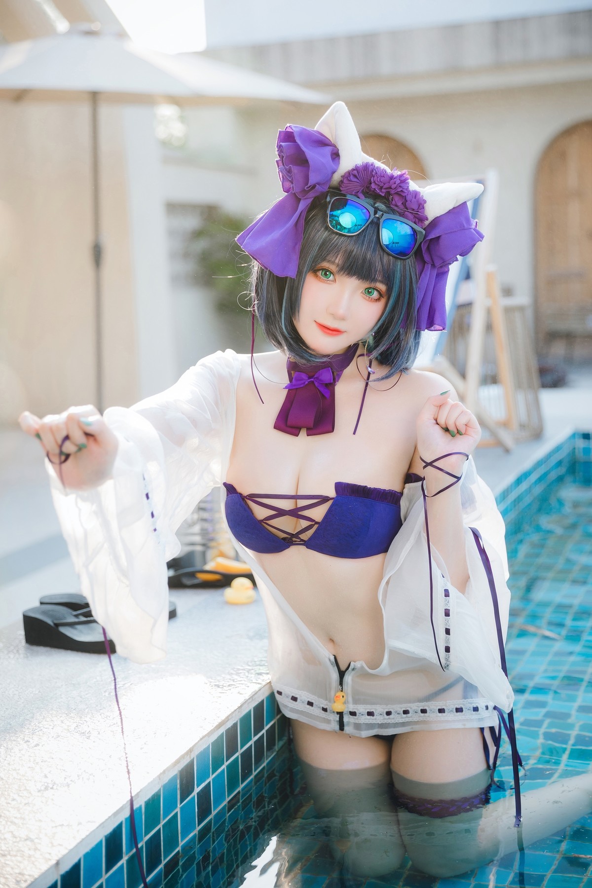 Cosplay 瓜希酱福利 柴郡泳装 8