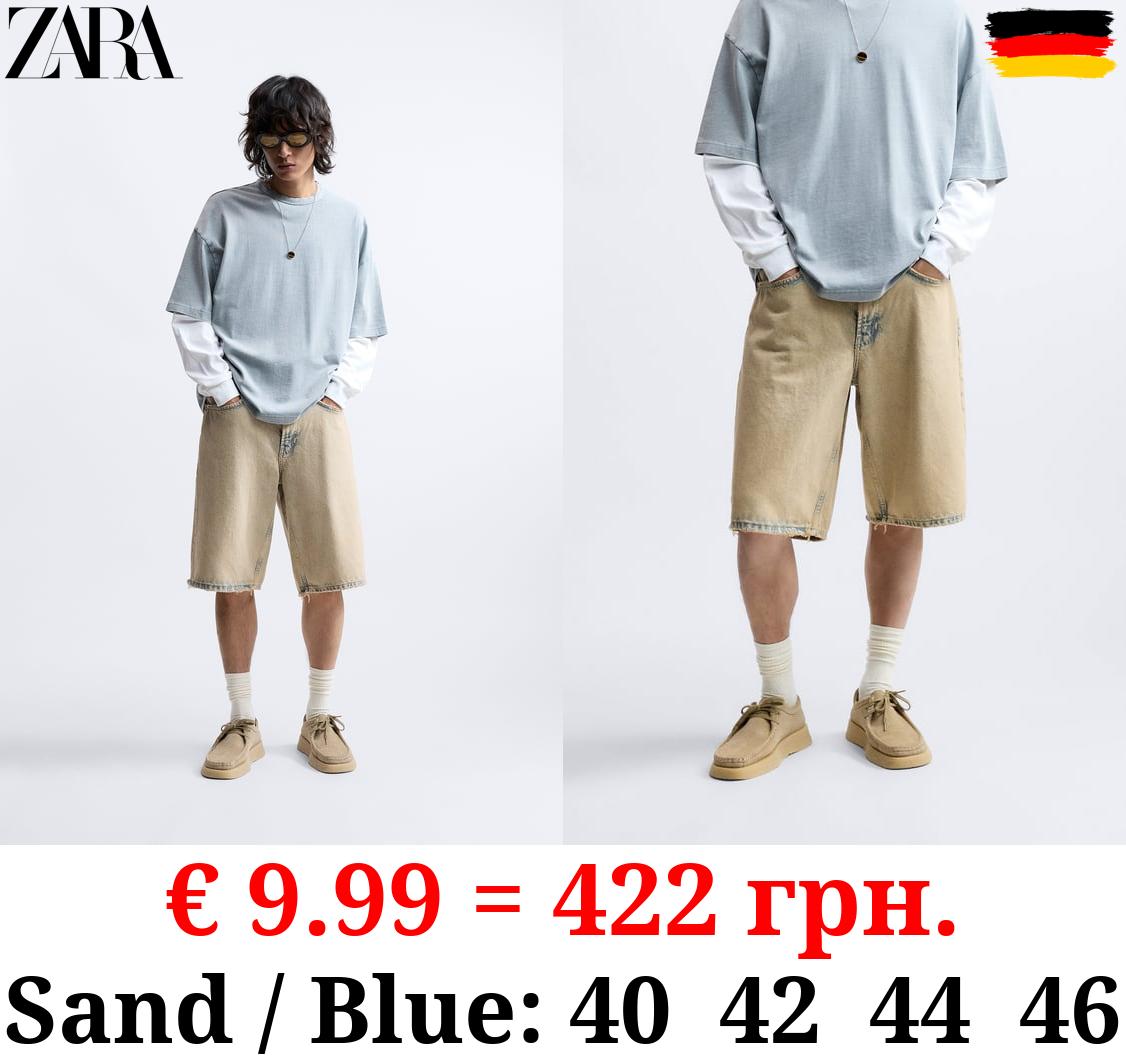 VINTAGE-EFFECT DENIM BERMUDA SHORTS