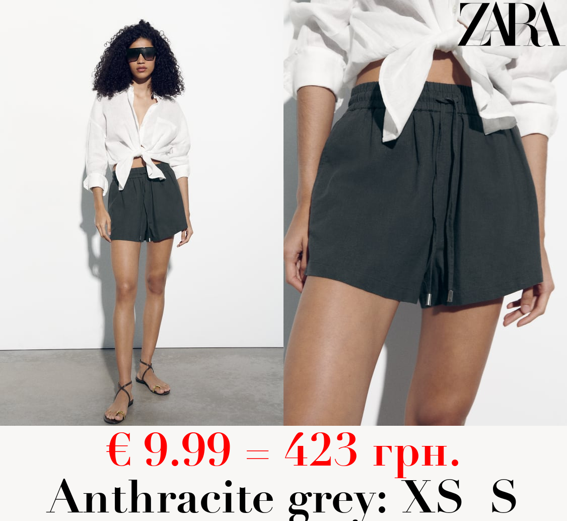 LINEN BLEND BERMUDA SHORTS WITH AN ELASTIC WAISTBAND