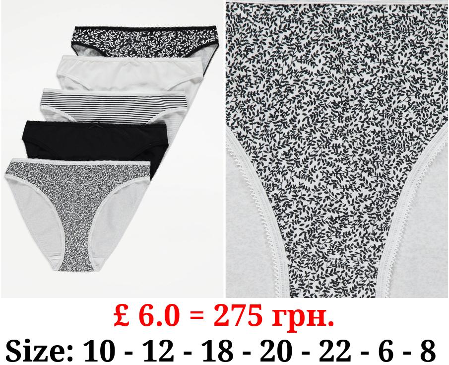 Printed High Leg Knickers 5 Pack