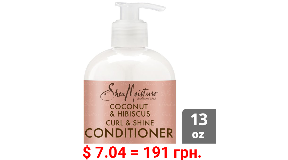 SheaMoisture Curl Shine Silicone Free Conditioner Coconut Hibiscus for Curly Hair Moisturize & Define 13oz