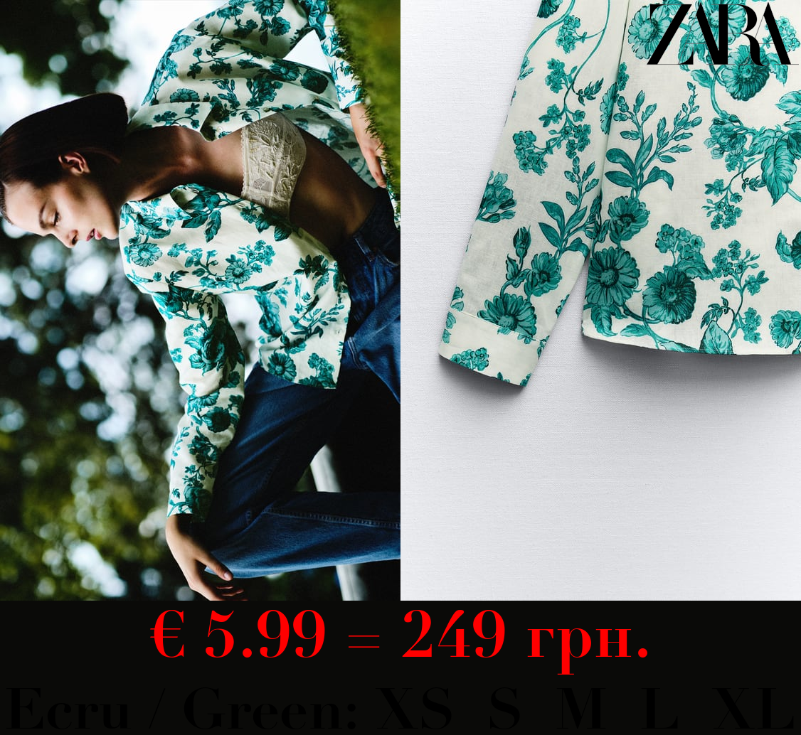 FLORAL PRINT LINEN BLEND SHIRT