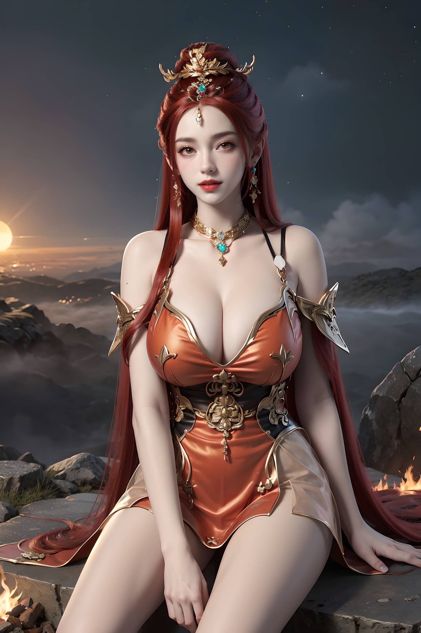 图片[95]-完美世界-曼珠沙华 户外红色礼服-六色网