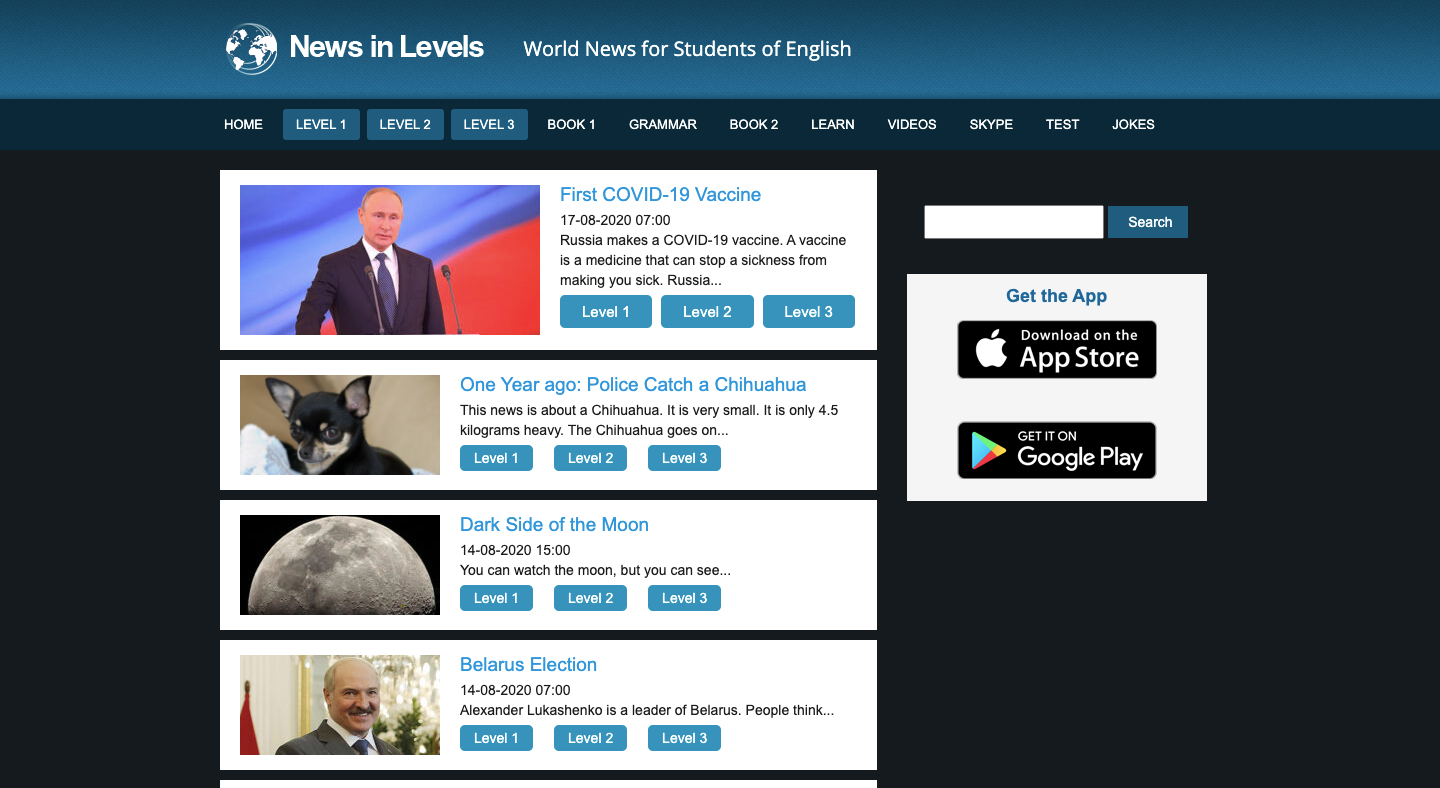 Newsinlevels com. News in Levels. News in Levels English. News 1.