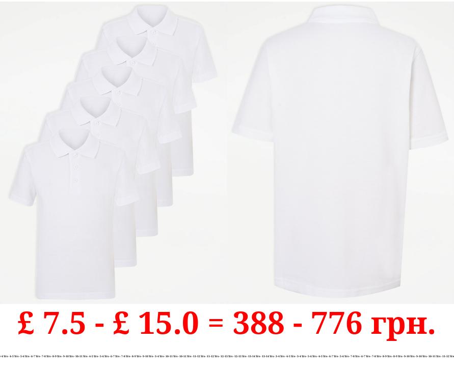 White School Polo Shirt 5 Pack