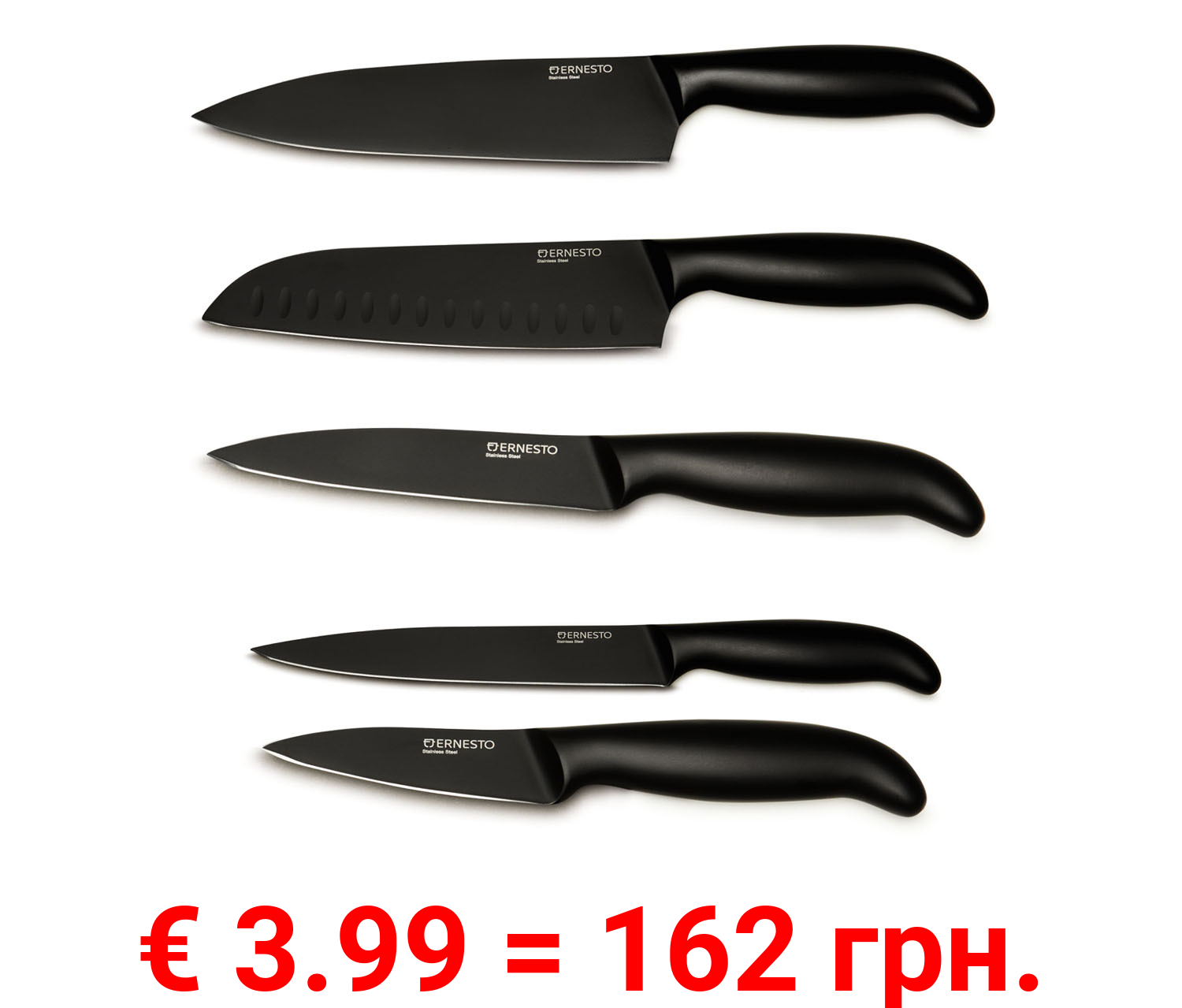 ERNESTO Edelstahl Messer, mit ergonomischem Griff