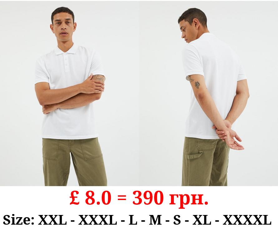 White Short Sleeve Polo Top