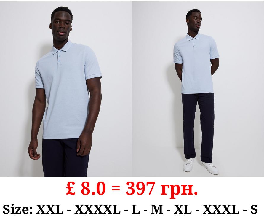 Light Blue Marl Polo Top