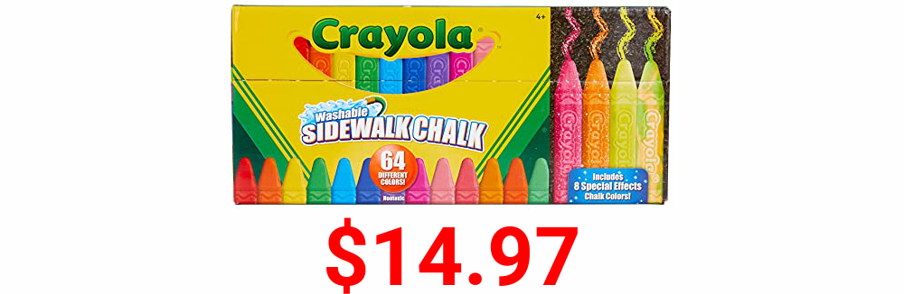 Crayola Sidewalk Chalk, Washable, Outdoor, Gifts for Kids, 64 Count