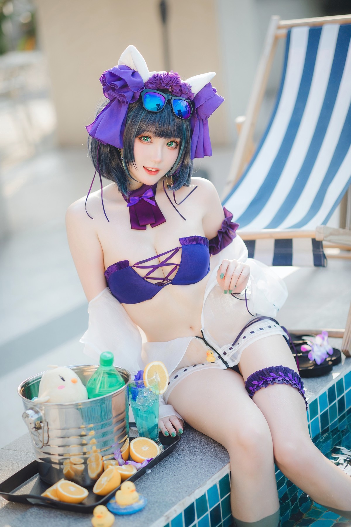 Cosplay 瓜希酱福利 柴郡泳装 13