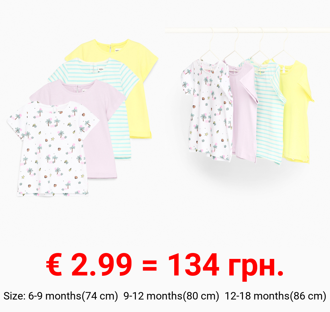 Pack of 4 printed short sleeve T-shirts