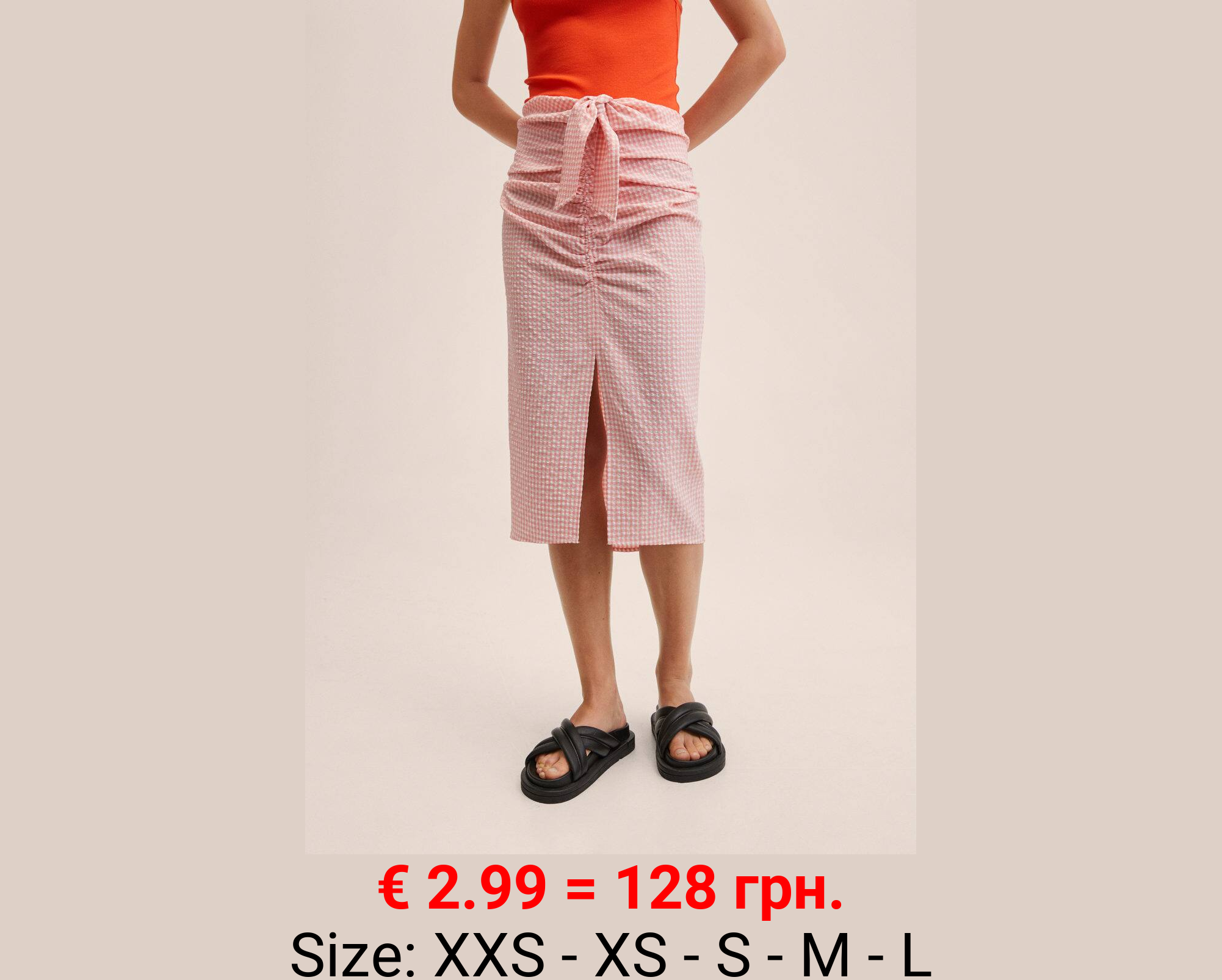 Falda cuadro vichy fruncida