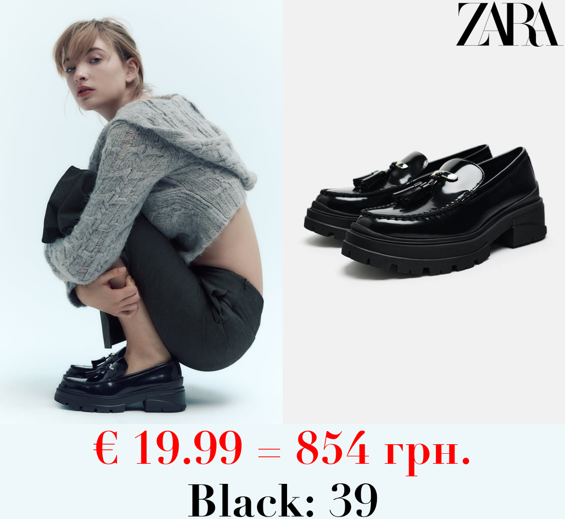 TRACK SOLE LOAFERS WITH TASSEL DETAIL