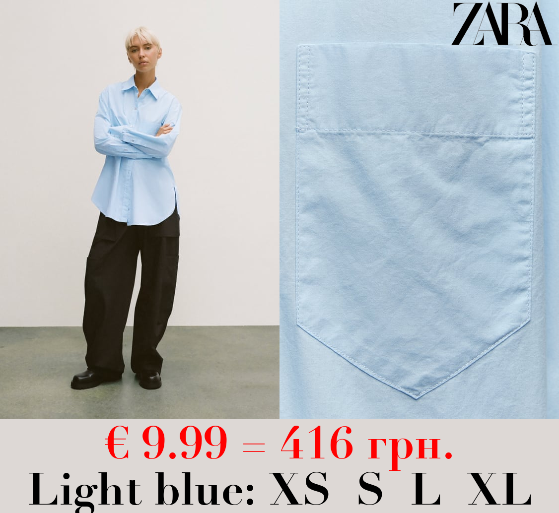 ZW COLLECTION POPLIN SHIRT WITH POCKET
