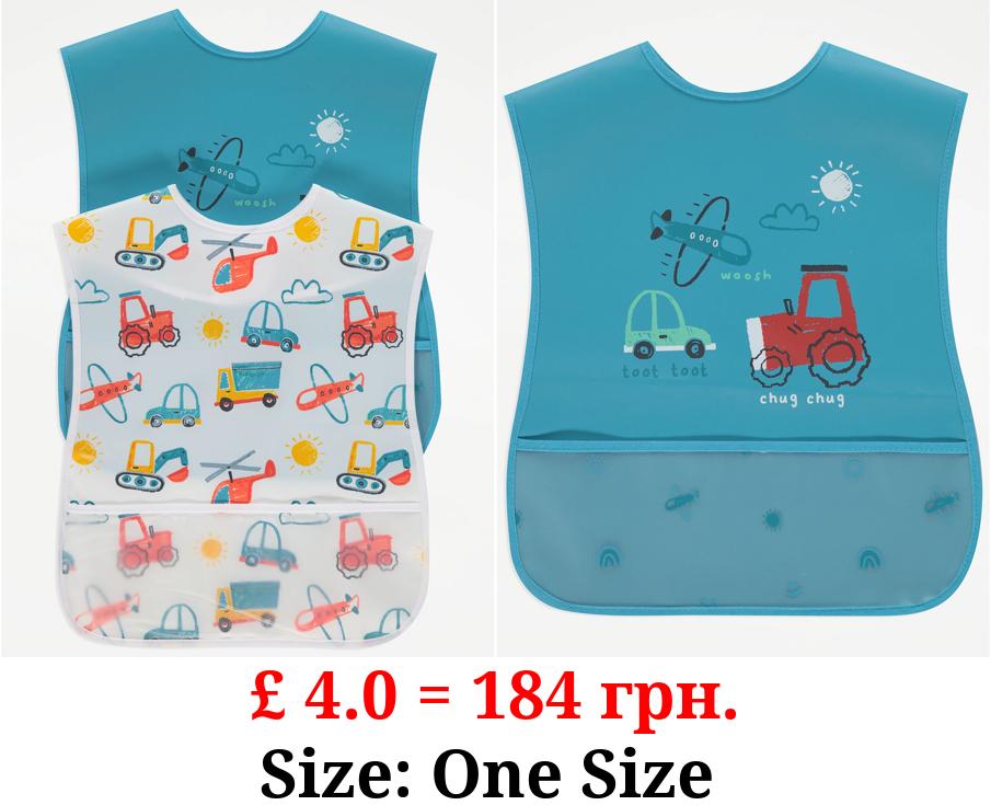 Blue Vehicle Catcher Bibs 2 Pack