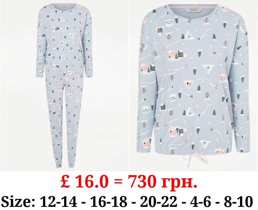 Light Blue Winter Scene Pyjamas