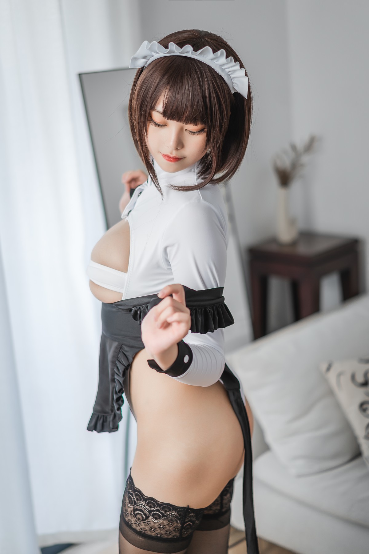 Cosplay 蜜汁猫裘 高叉女仆 10