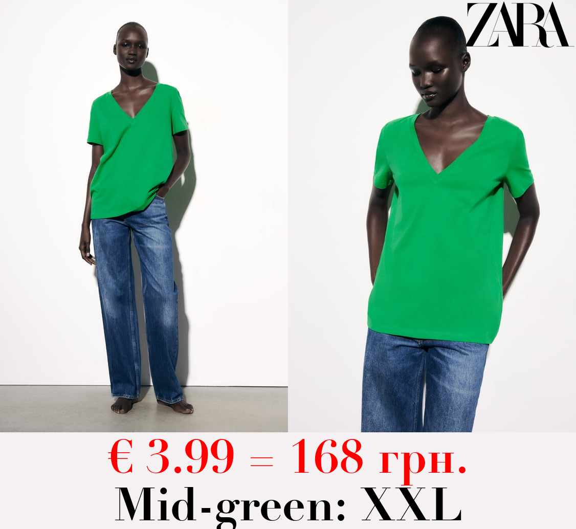 BASIC V-NECK COTTON T-SHIRT