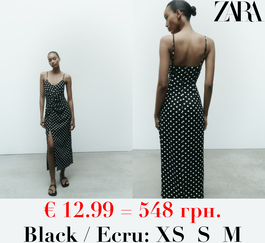 LINEN BLEND POLKA DOT DRESS