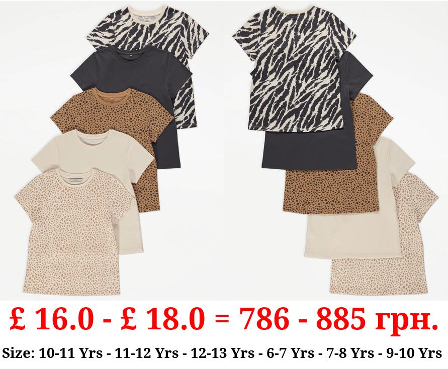 Animal Print T-Shirts 5 Pack