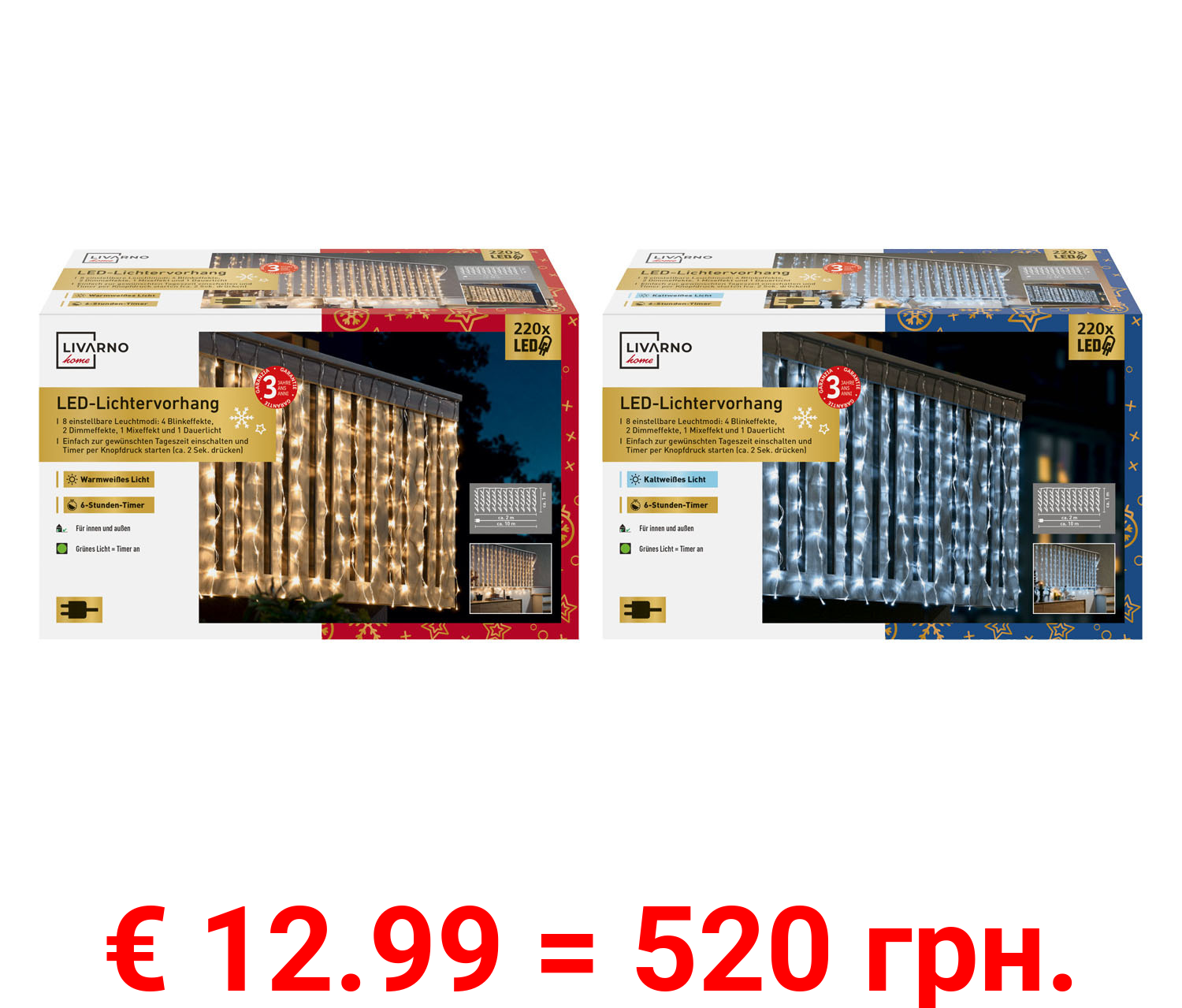 LIVARNO home LED-Lichtervorhang, 220 LEDs