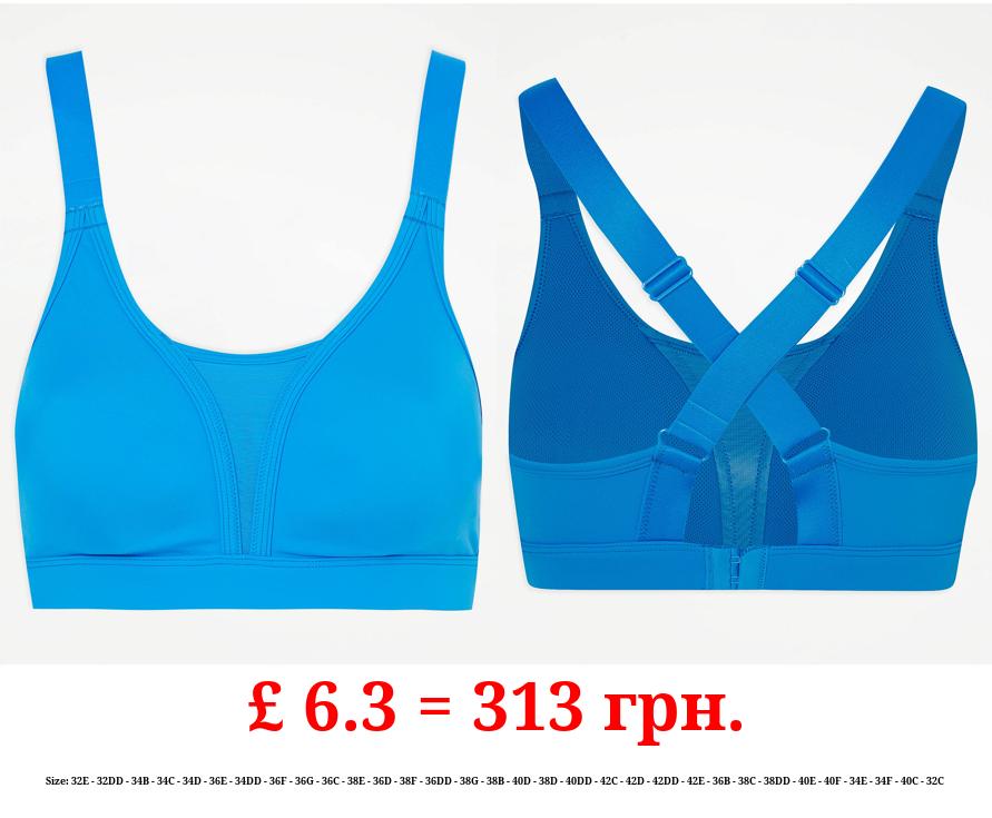 Blue Racer Back Sports Bra